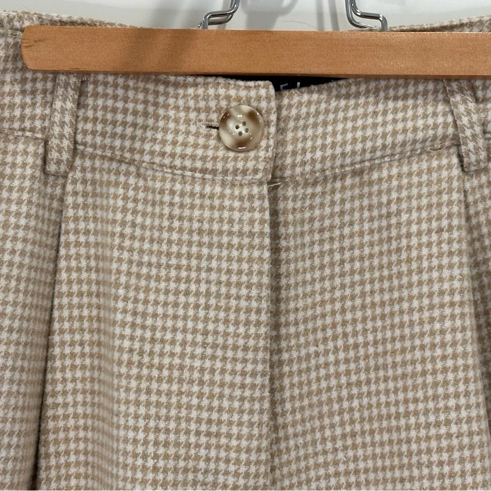 Motel Rocks Yeva Houndstooth Wide Leg Trouser Small Neutral Plaid Edgy Cool Girl - Picture 7 of 12